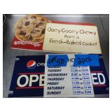 2 Signs Open pepsi open sign