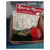 Box of resin and miscellaneous items