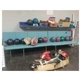 7 person blue bench. 9