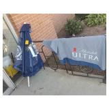 Miller lite umbrella and Michelob Ultra cloth