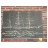 Segelschulschiff diagram boat. 47" x 32"