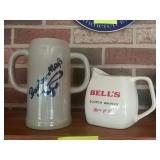 Beer stein and whiskey pitcher