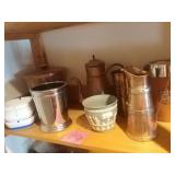 Copper pitcher and ash tray lot