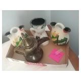 Indian pottery and kettle