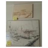 Crane on a barge. 2 pictures included