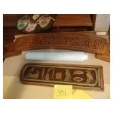 Wooden boat name plates with drawings