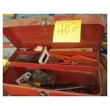 Red tool box with tools