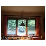 Red plaid curtains with wood rod (in kitchen) 8