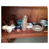 Tea pot,  glasses, bowls misc. dishes