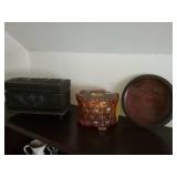 Box, candle holder and wood plate