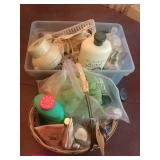 Decorative baset and bathroom contents