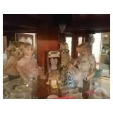 2 porcelain dolls and figurines. (Shelf 1)