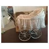 21" tall baby buggy with porcelain baby doll