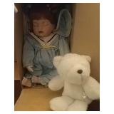 Sleeping navy outfit porcelain doll