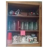 Coca-cola glassware and coffee cups and water