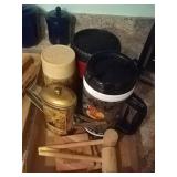 To go mugs, thermos andcrab hammer lot