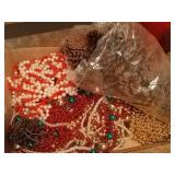 Christmas beads and pine cones