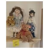24 salon dolls and a bear