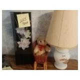 flowers, bear and lamp