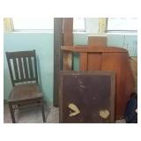 Card table, single size bed wood bed frame and
