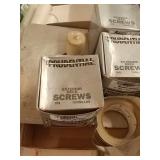 Stamp, 3 boxes of screws and tape