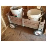 Wooden wagon. Buckets not included