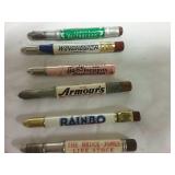 Bullet pencils:  Armour, Winchester, Rainbo &