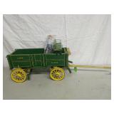 Vintage John Deere wooden wagon with man