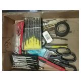 small screw driver sets, scissors and tools