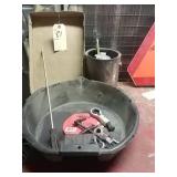 Bucket of nails, oil pan and misc. tools