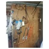 Saws, cable, and safety goggles