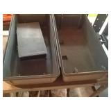 Empty tool box and picture hanging kit