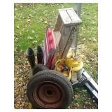 3 propane tanks, two tires, Rubber boots, lounge