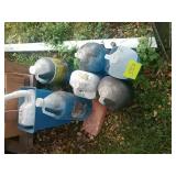 Windshield wiper fluid. 7 bottles and a trash can