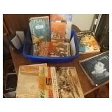 Lot of old magazines and speakers