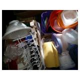 Plastic ware, calendar, racks, silverware