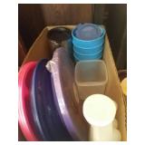 Plastic plates, ice tray and misc.