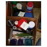 Thermos, measuring spoons, water bottles, and