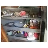 Metal shelves and contents