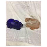 Rabbit cover dishes Cobalt blue 9 x 4 x 4 Pink