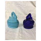 Swan covered dishes 5 x 4 1/2 x 5