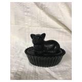 Westmoreland black cat covered dish 5 x 4 x 4