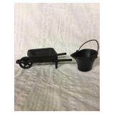 Cast-iron wheel barrel and ashes bucket