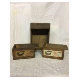 Old boxes 4.5 x 10 x7 large 3.5 x 6 x 4 smaller