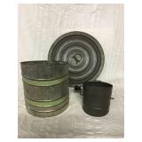 Flour advertisement sifters with old pot lid Big