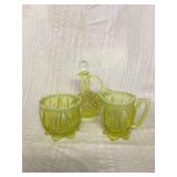 Sugar bowl, creamer pitcher and vinegar cruet