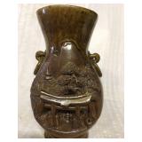 Unusual vase With oriental scene 9 inches tall 4