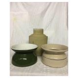 To spittoons and a crock  10 inches high by 7