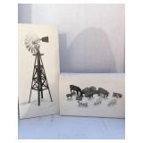 Department 56 snow Windmill Barn yard animals