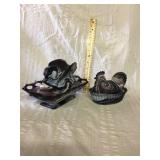 Purple swag swan and rooster cover dish